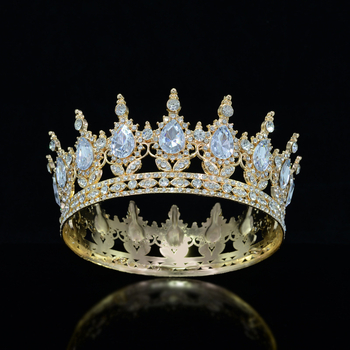 Diadem od legure, unisex, barokni stil, bijeli rhinestones, elektroplatina