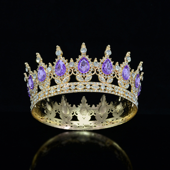 Diadem od legure, unisex, barokni stil, bijeli rhinestones, elektroplatina
