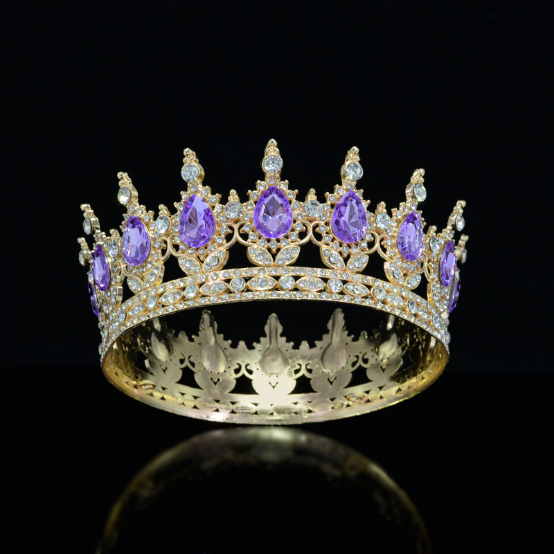 Diadem od legure, unisex, barokni stil, bijeli rhinestones, elektroplatina