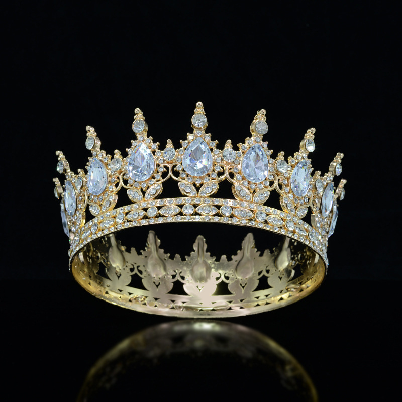 Diadem od legure, unisex, barokni stil, bijeli rhinestones, elektroplatina
