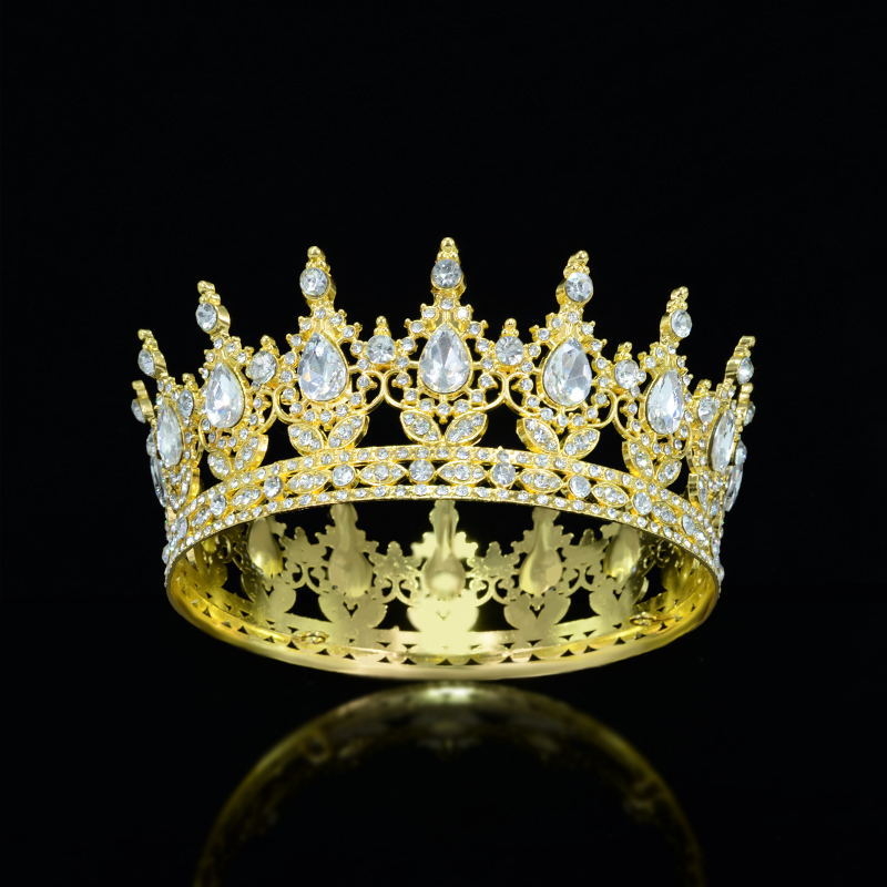 Diadem od legure, unisex, barokni stil, bijeli rhinestones, elektroplatina