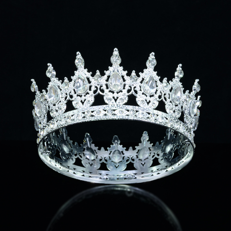 Diadem od legure, unisex, barokni stil, bijeli rhinestones, elektroplatina