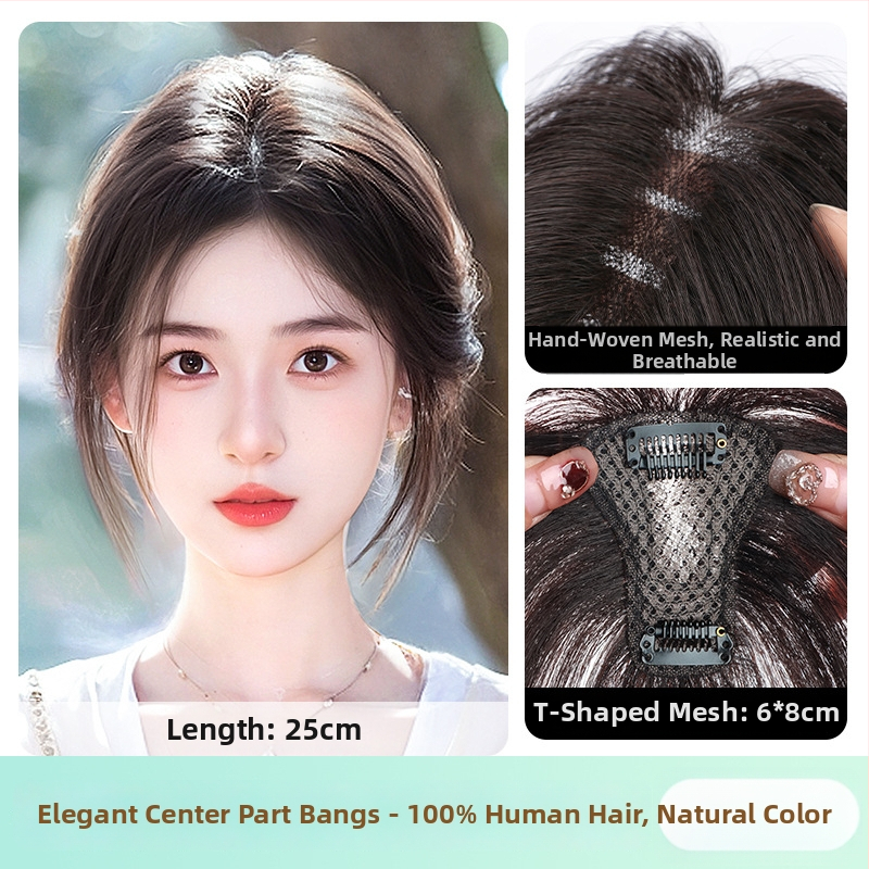 Ženska perika s bangs na vrhu glave, pravi kosa, mehanizam izrade, bangs ravne ili nagnute, nije bojiva niti uvijana