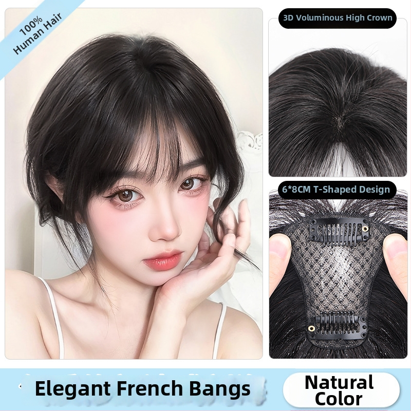 Ženska perika s bangs na vrhu glave, pravi kosa, mehanizam izrade, bangs ravne ili nagnute, nije bojiva niti uvijana