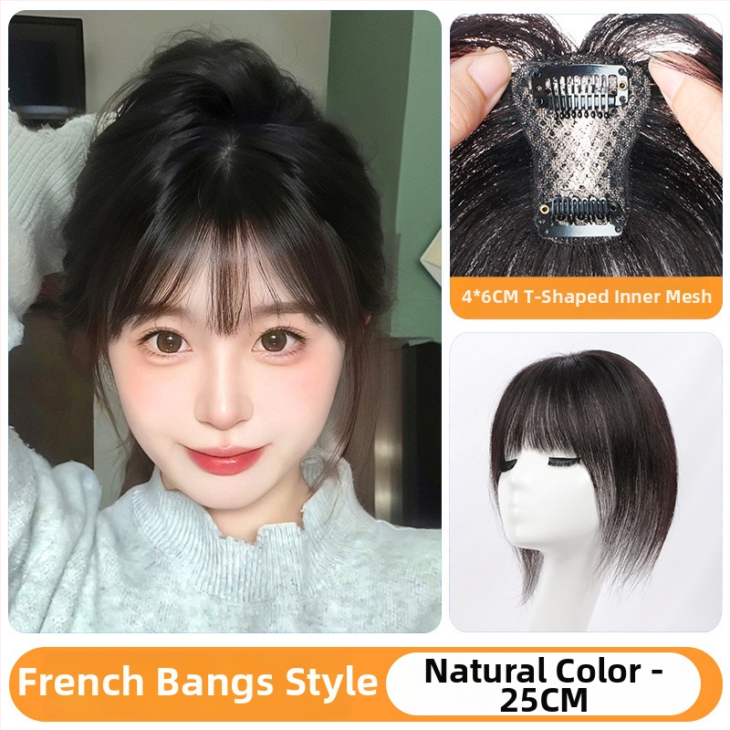 Ženska perika s bangs na vrhu glave, pravi kosa, mehanizam izrade, bangs ravne ili nagnute, nije bojiva niti uvijana