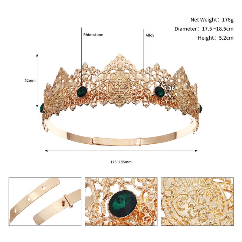 Palotai stílusú, uniszex hajkorona — ötvözet, elektroplakolás, fehér kristály