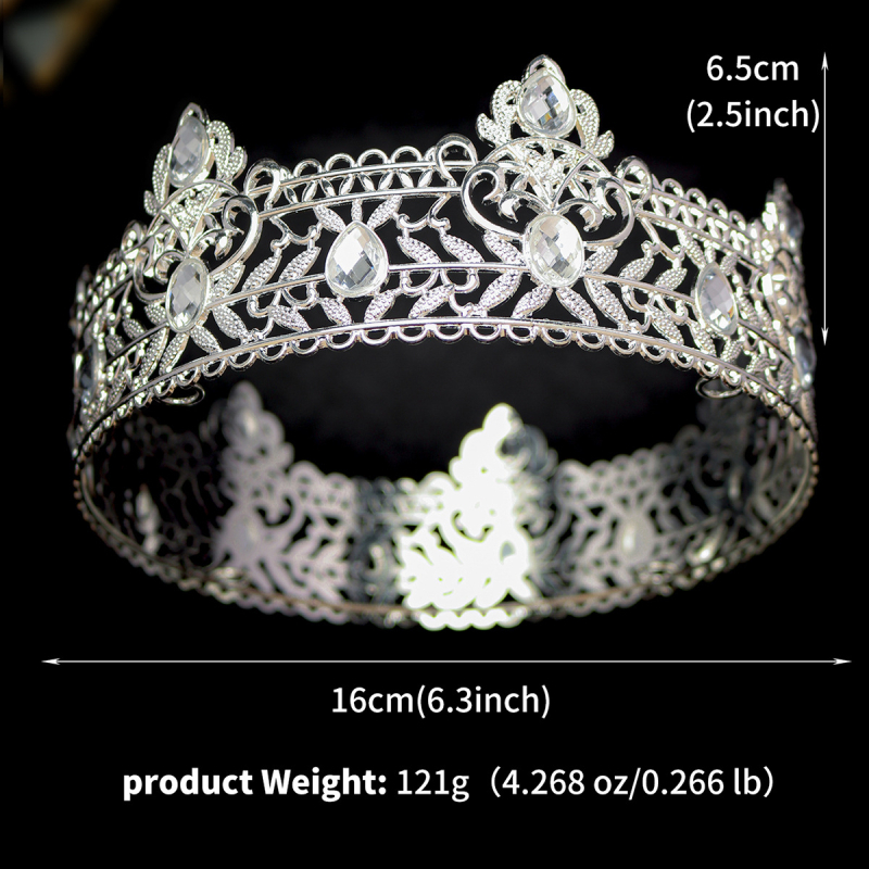 Palotai stílusú, uniszex hajkorona — ötvözet, elektroplakolás, fehér kristály