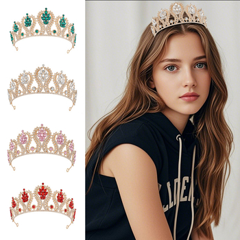 Barokna vjenčana tiara – legura, elektroplatiranje, ručno postavljeni dijamanti, kristalne mogućnosti, prilagodljivo (proljeće 2025)