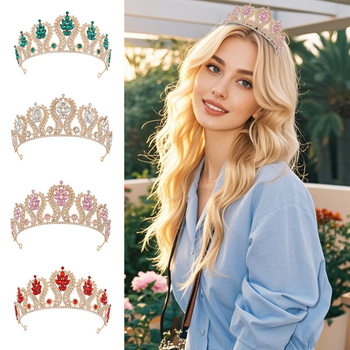 Barokna vjenčana tiara – legura, elektroplatiranje, ručno postavljeni dijamanti, kristalne mogućnosti, prilagodljivo (proljeće 2025)