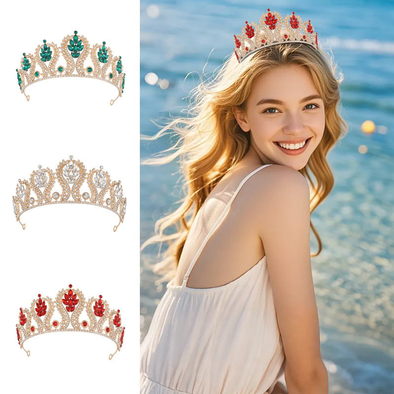 Barokna vjenčana tiara – legura, elektroplatiranje, ručno postavljeni dijamanti, kristalne mogućnosti, prilagodljivo (proljeće 2025)