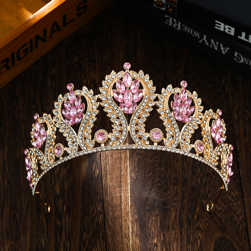 Barokna vjenčana tiara – legura, elektroplatiranje, ručno postavljeni dijamanti, kristalne mogućnosti, prilagodljivo (proljeće 2025)