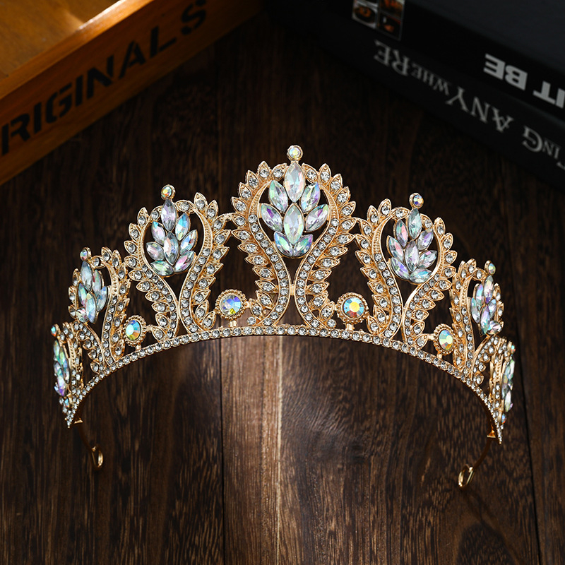 Barokna vjenčana tiara – legura, elektroplatiranje, ručno postavljeni dijamanti, kristalne mogućnosti, prilagodljivo (proljeće 2025)