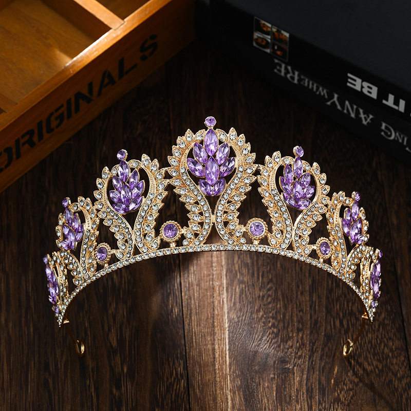 Barokna vjenčana tiara – legura, elektroplatiranje, ručno postavljeni dijamanti, kristalne mogućnosti, prilagodljivo (proljeće 2025)