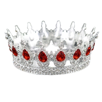 Vjenčana tiara Barokna kružna kruna s 16 kapljastih kristala, legura, dijamantna obrada