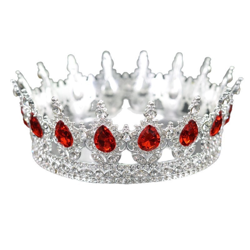 Vjenčana tiara Barokna kružna kruna s 16 kapljastih kristala, legura, dijamantna obrada
