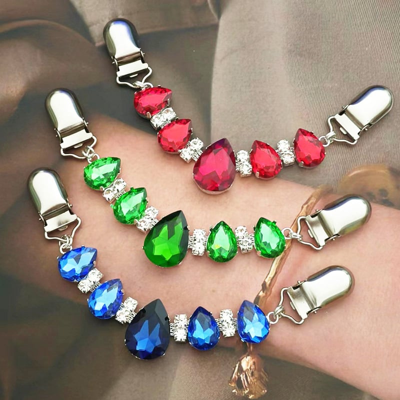 Šalles klips ar kristāliem – U‑forma, dimanta ielikums, modelis YHMYJ14, sievietēm INS stils