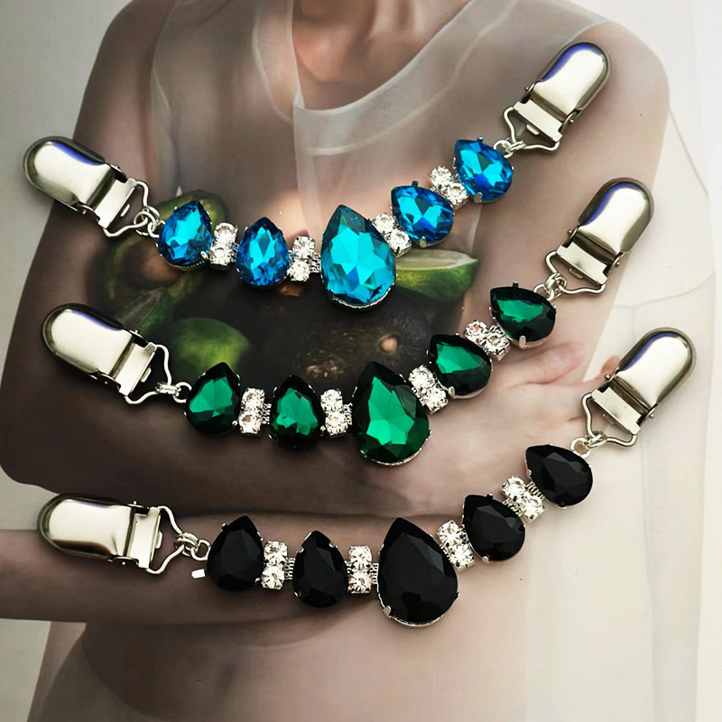 Šalles klips ar kristāliem – U‑forma, dimanta ielikums, modelis YHMYJ14, sievietēm INS stils