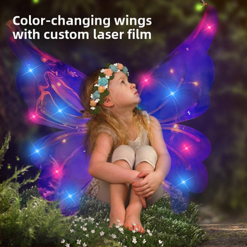 LED sparnų žaislas vaikams — šviesūs elfų sparnai iš plastiko, tinkamas 7–14 metų