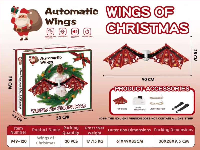 LED sparnų žaislas vaikams — šviesūs elfų sparnai iš plastiko, tinkamas 7–14 metų