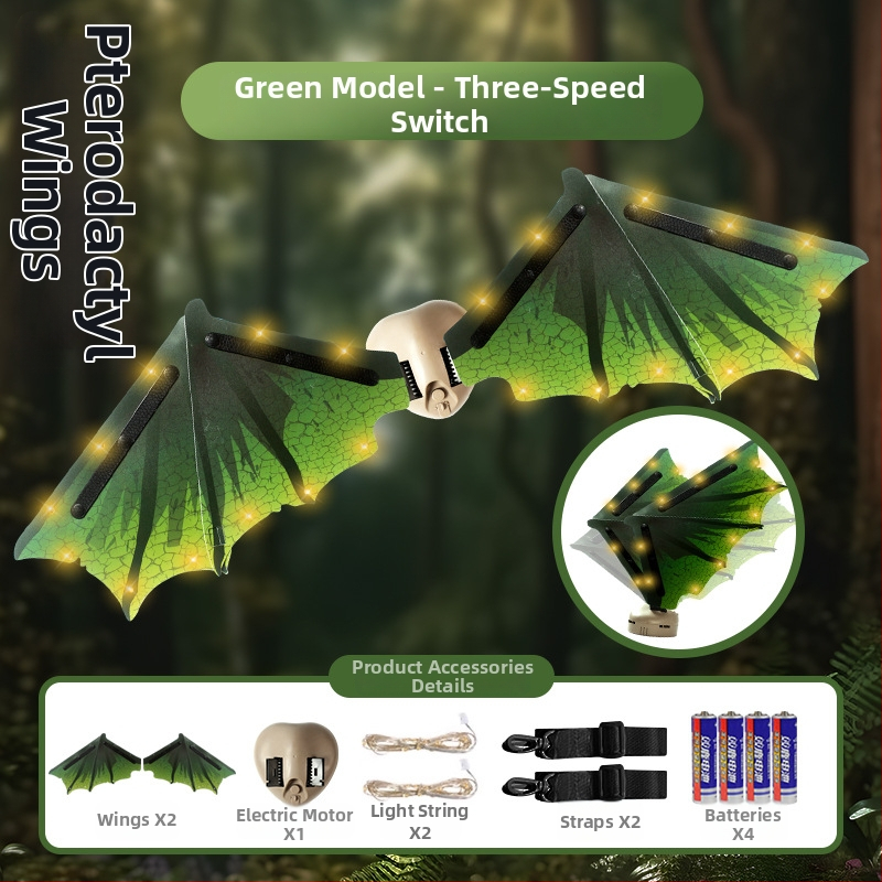 LED sparnų žaislas vaikams — šviesūs elfų sparnai iš plastiko, tinkamas 7–14 metų