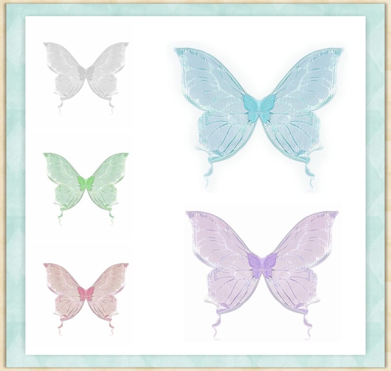 Cosplay-parukas liblika motiiviga ja haldjateemaga, läikiv tüll, meigiks ja kostüümi rekvisiit