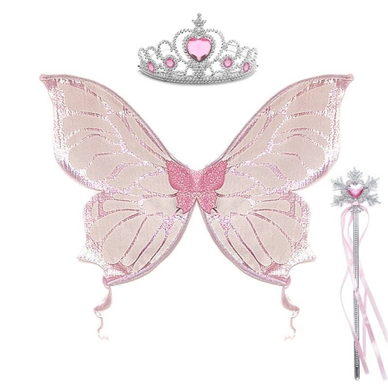 Cosplay-parukas liblika motiiviga ja haldjateemaga, läikiv tüll, meigiks ja kostüümi rekvisiit