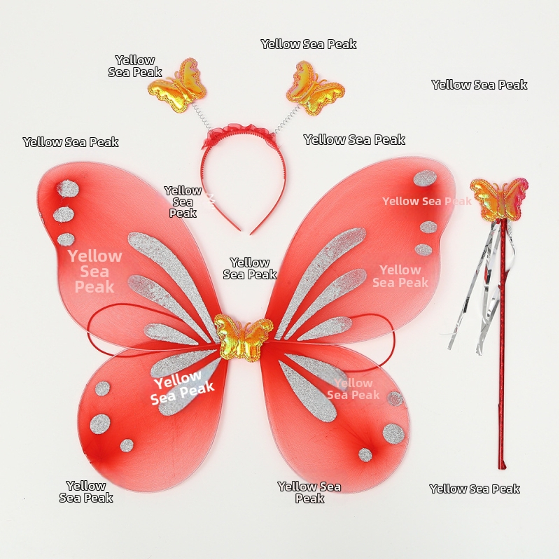 Meigikostüümi rekvisiidid: liblika tiivad, kolmekohaline komplekt lastele, kingituseks valmis, kohandusteta