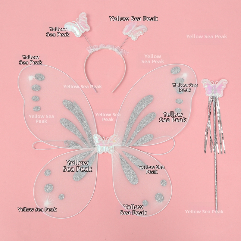 Meigikostüümi rekvisiidid: liblika tiivad, kolmekohaline komplekt lastele, kingituseks valmis, kohandusteta