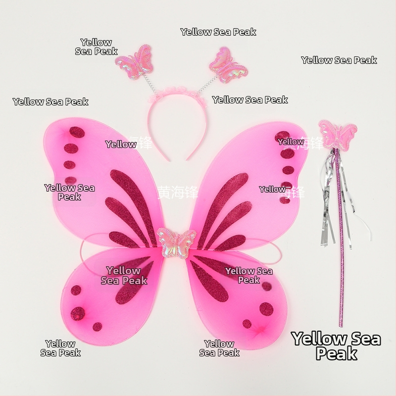 Meigikostüümi rekvisiidid: liblika tiivad, kolmekohaline komplekt lastele, kingituseks valmis, kohandusteta