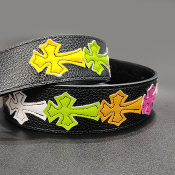 PU bőrből készült öv, ötvözet csattal, pattintós zár, szélesség 2-4 cm, Jacquard szövés és elektroplating