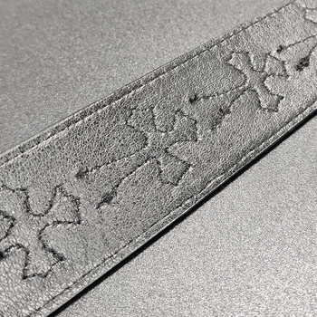 PU bőrből készült öv, ötvözet csattal, pattintós zár, szélesség 2-4 cm, Jacquard szövés és elektroplating