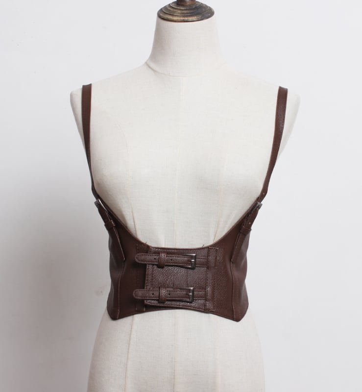 Centură de talie cu bretele, accent decorativ punk, piele artificială, pentru femei, vara 2021