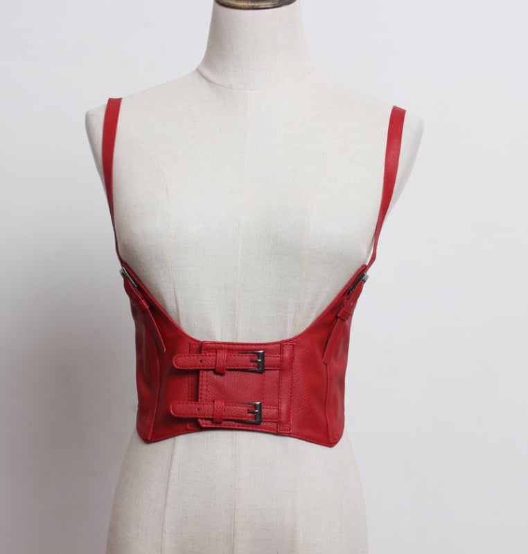 Centură de talie cu bretele, accent decorativ punk, piele artificială, pentru femei, vara 2021