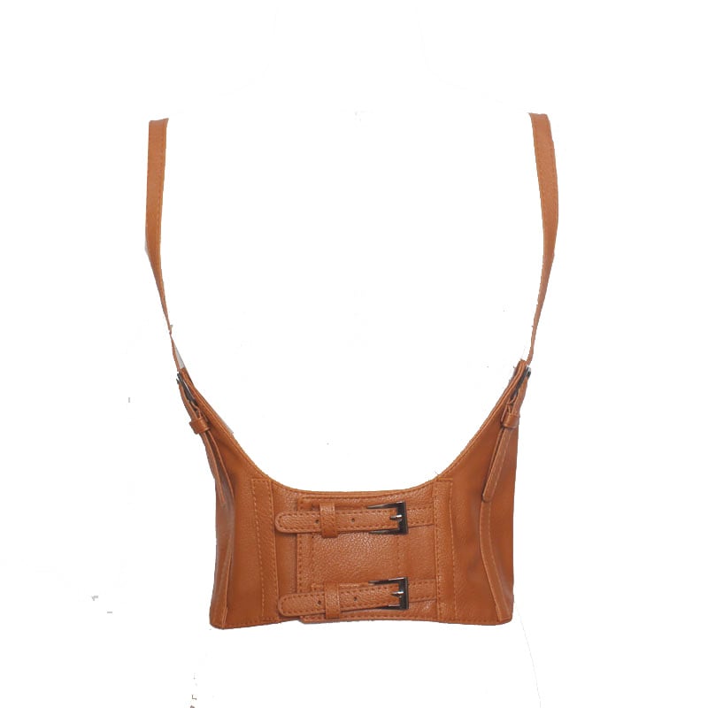 Centură de talie cu bretele, accent decorativ punk, piele artificială, pentru femei, vara 2021