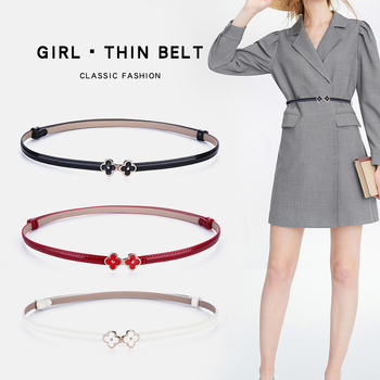 Valódi bőrből készült deréklánc öv, virágos mintával, két réteg marhahúrból, kapocs nélküli