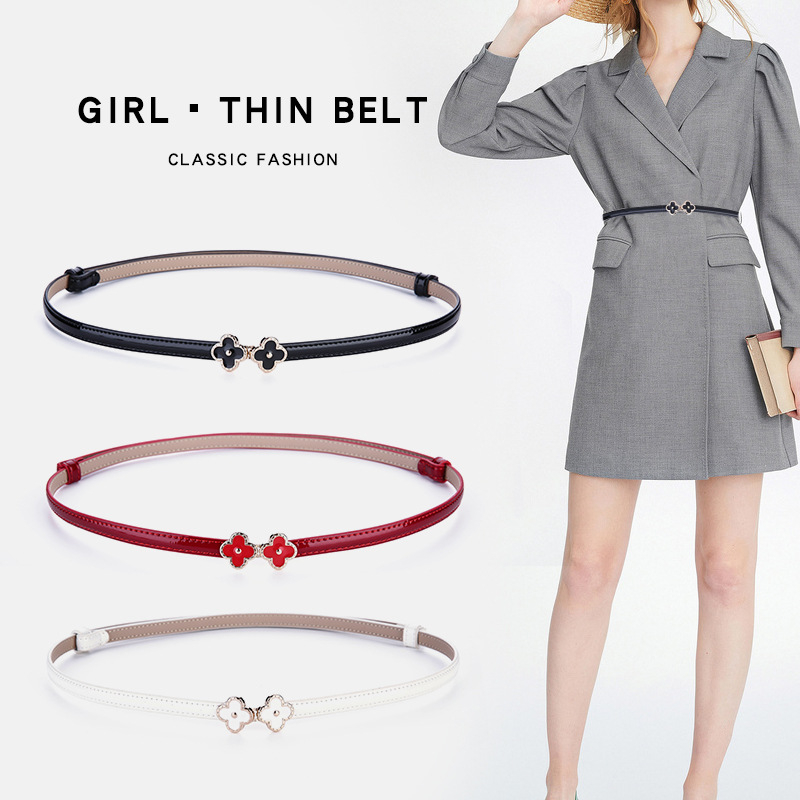 Valódi bőrből készült deréklánc öv, virágos mintával, két réteg marhahúrból, kapocs nélküli