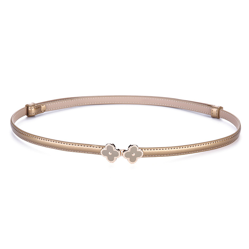 Valódi bőrből készült deréklánc öv, virágos mintával, két réteg marhahúrból, kapocs nélküli