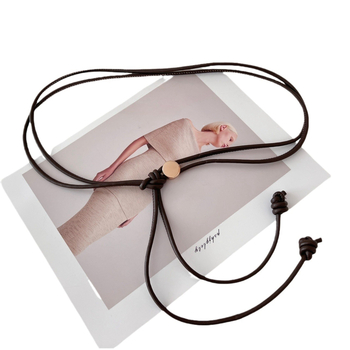 Sieviešu jostas ķēde no mākslīgās ādas, plāna, regulējama, garums 125 cm, platums 0,4 cm, atpūtas stils