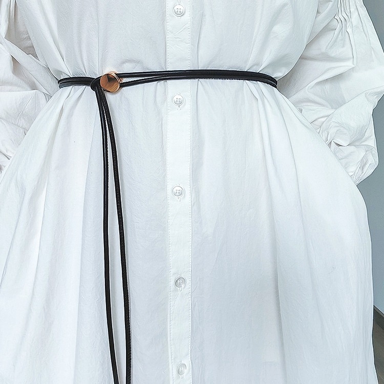 Sieviešu jostas ķēde no mākslīgās ādas, plāna, regulējama, garums 125 cm, platums 0,4 cm, atpūtas stils