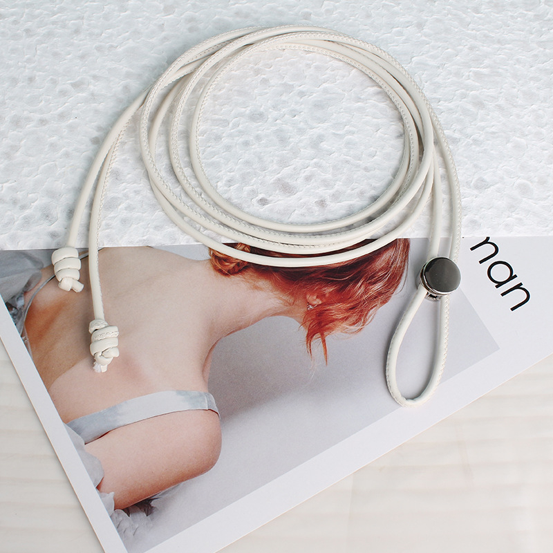 Sieviešu jostas ķēde no mākslīgās ādas, plāna, regulējama, garums 125 cm, platums 0,4 cm, atpūtas stils