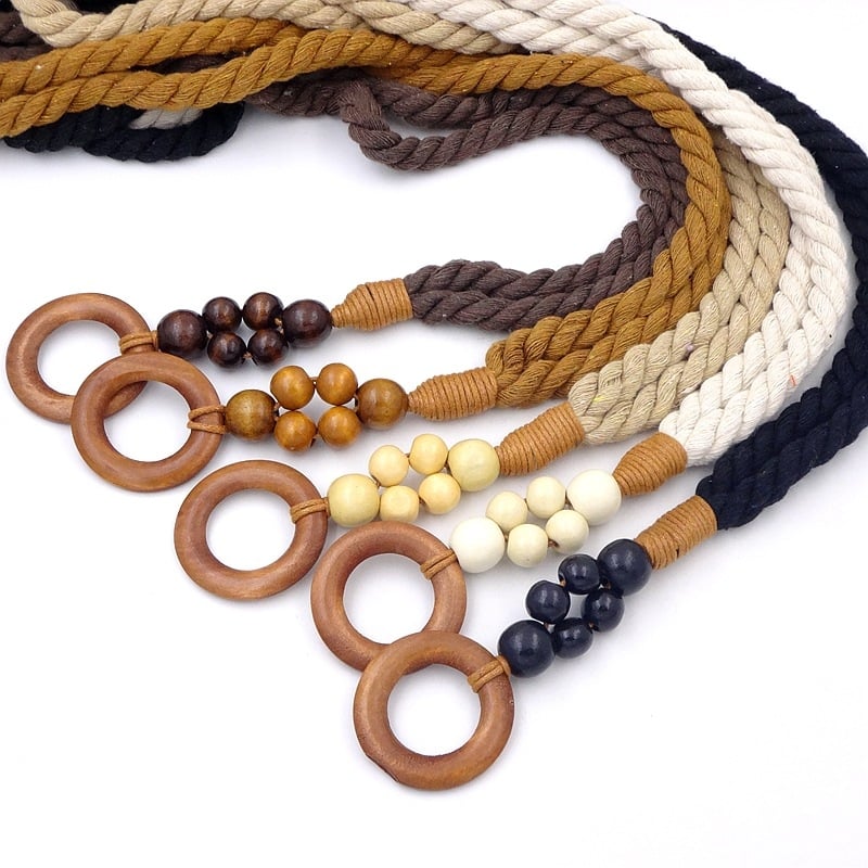 Vidukļa josta no kokvilnas auklas, salds stils, garums 130 cm, platums 2,5 cm, vienkāršs aptinuma dizains