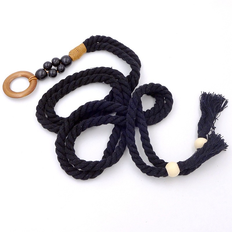 Vidukļa josta no kokvilnas auklas, salds stils, garums 130 cm, platums 2,5 cm, vienkāršs aptinuma dizains