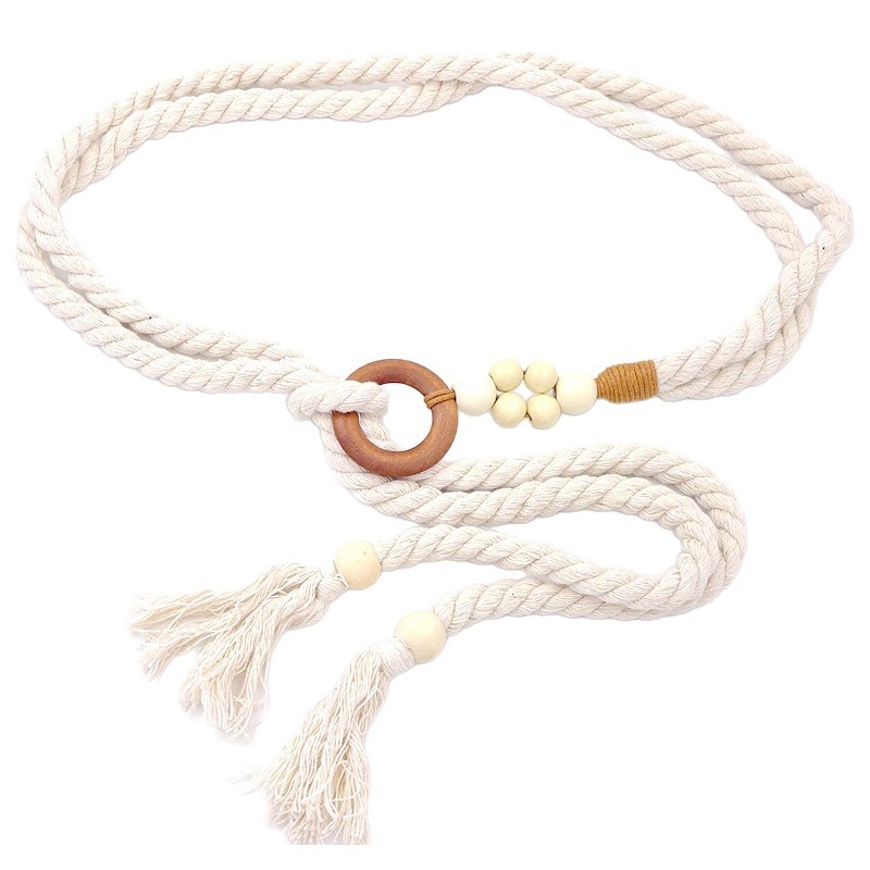 Vidukļa josta no kokvilnas auklas, salds stils, garums 130 cm, platums 2,5 cm, vienkāršs aptinuma dizains