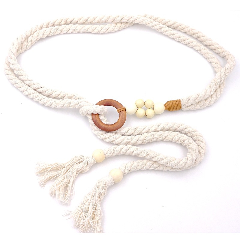 Vidukļa josta no kokvilnas auklas, salds stils, garums 130 cm, platums 2,5 cm, vienkāršs aptinuma dizains