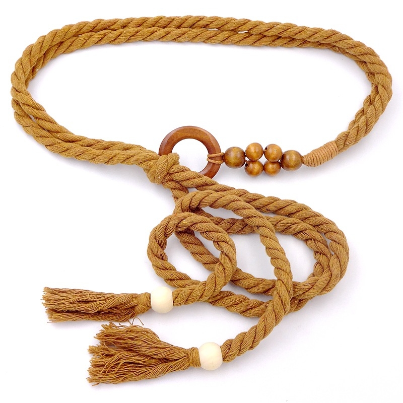 Vidukļa josta no kokvilnas auklas, salds stils, garums 130 cm, platums 2,5 cm, vienkāršs aptinuma dizains