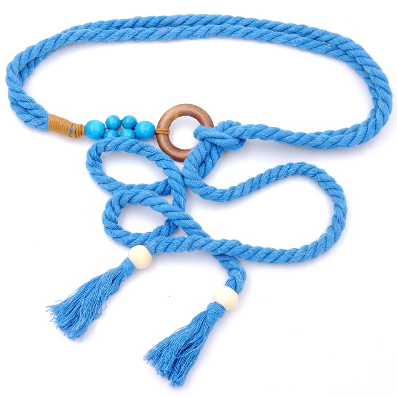 Vidukļa josta no kokvilnas auklas, salds stils, garums 130 cm, platums 2,5 cm, vienkāršs aptinuma dizains