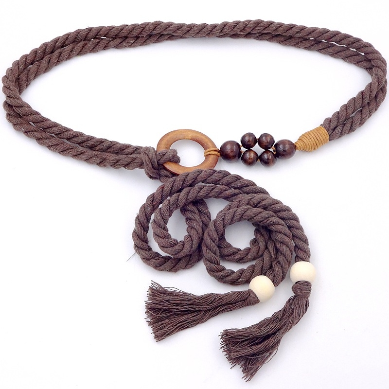 Vidukļa josta no kokvilnas auklas, salds stils, garums 130 cm, platums 2,5 cm, vienkāršs aptinuma dizains