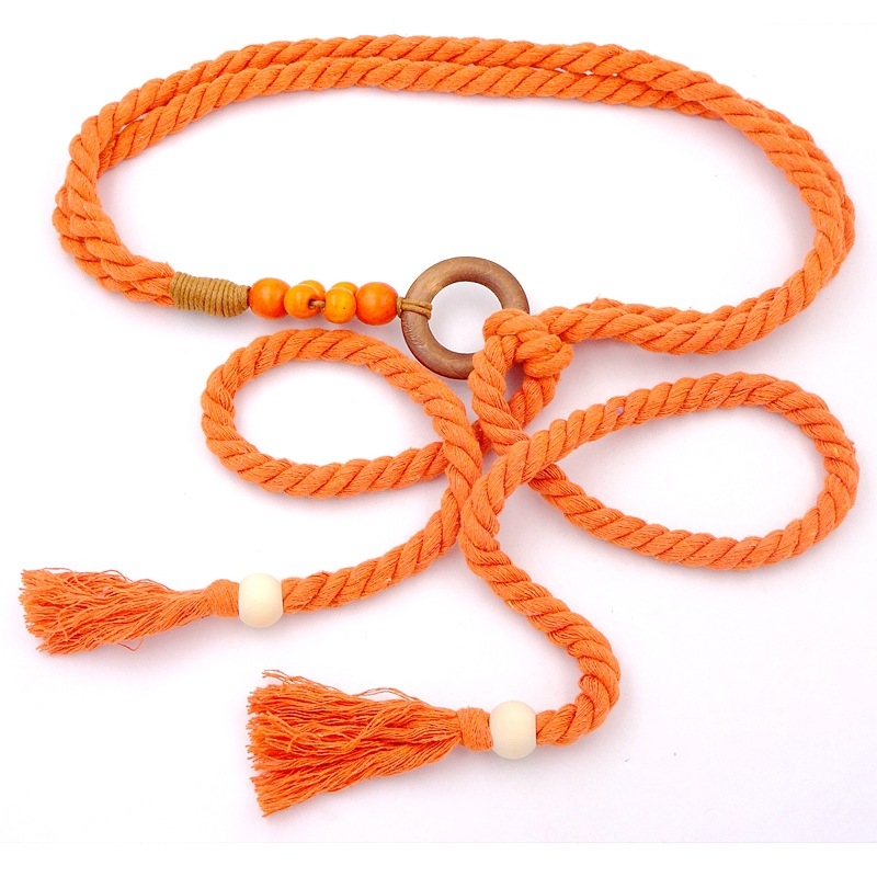 Vidukļa josta no kokvilnas auklas, salds stils, garums 130 cm, platums 2,5 cm, vienkāršs aptinuma dizains