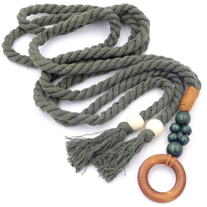 Vidukļa josta no kokvilnas auklas, salds stils, garums 130 cm, platums 2,5 cm, vienkāršs aptinuma dizains