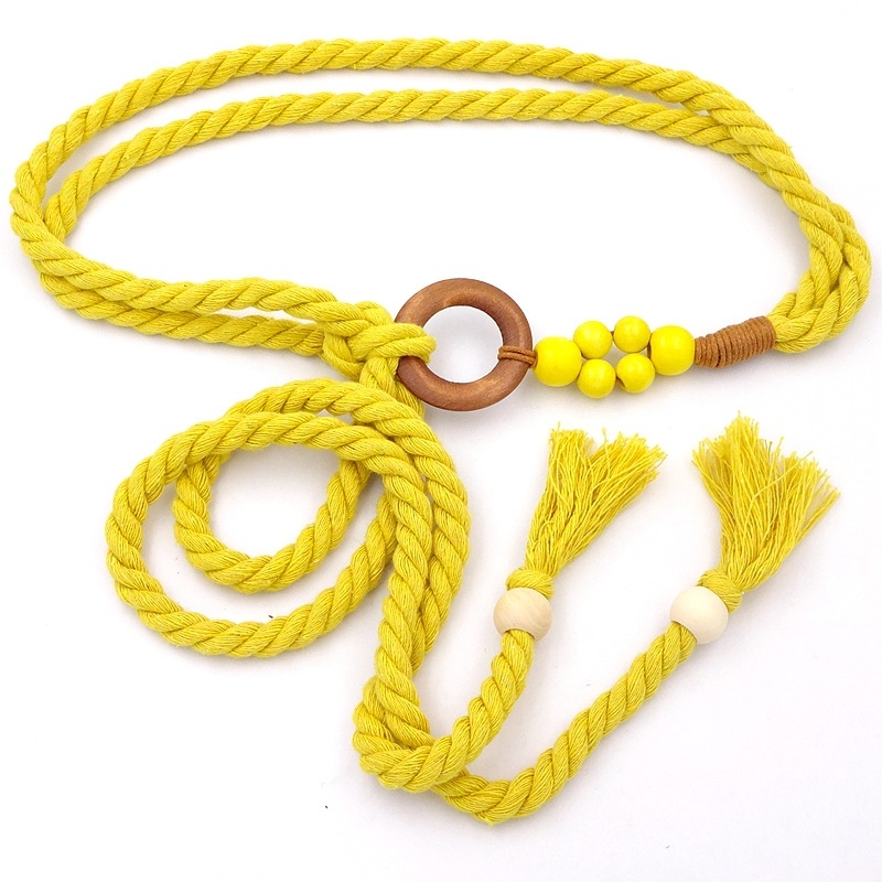 Vidukļa josta no kokvilnas auklas, salds stils, garums 130 cm, platums 2,5 cm, vienkāršs aptinuma dizains